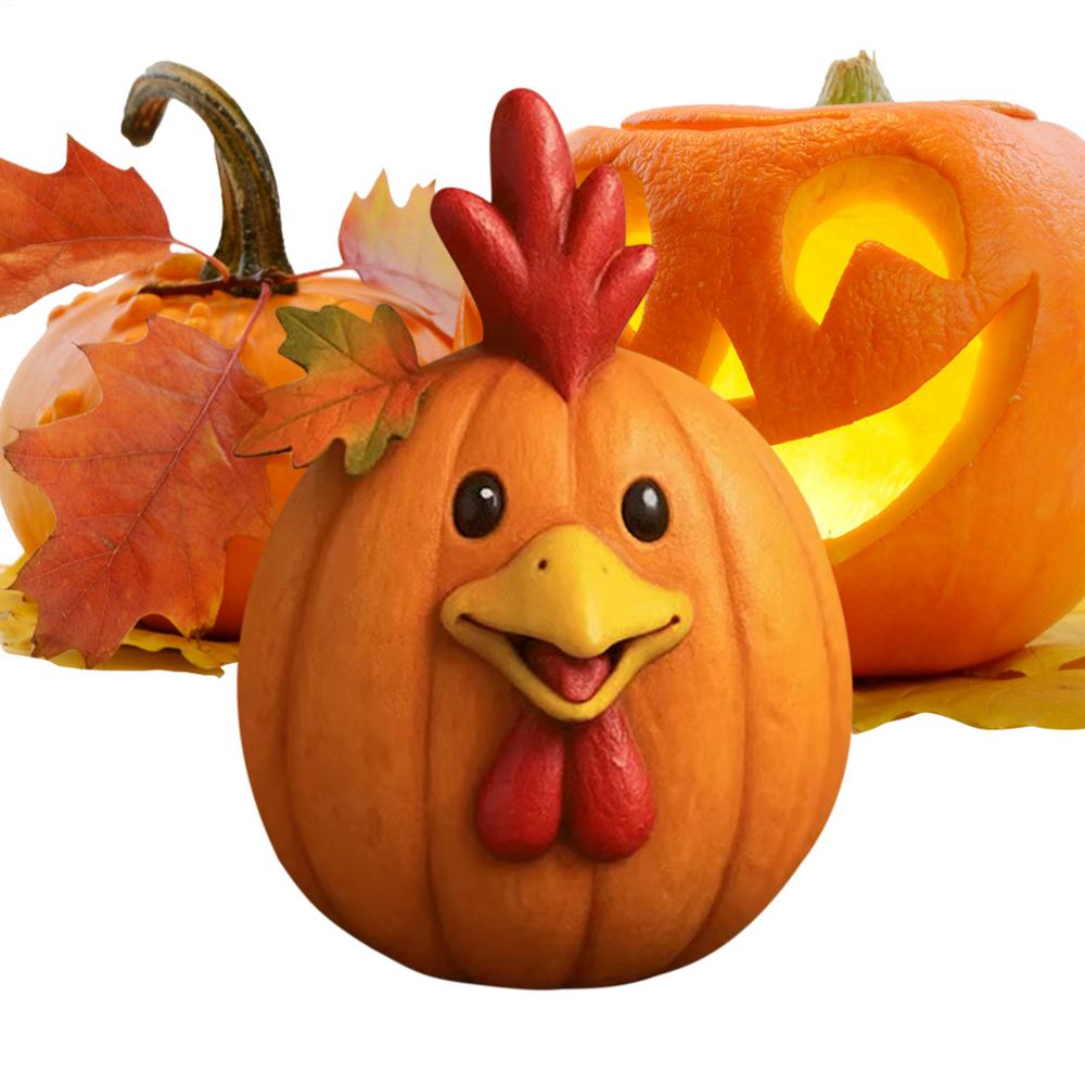 Farm Animal Pumpkin Figurines Cow Duck Sheep Chicken Pumpkin Ornaments Resin Art Decoration Sculpture Ornament for Indoor Home
