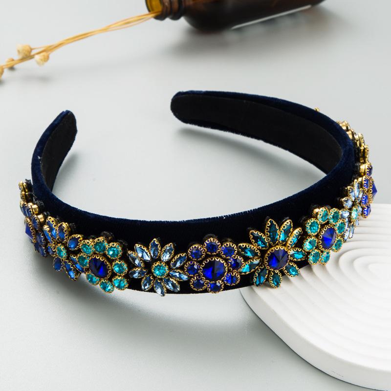 Women Hair Band Creative Flower Accessories Rhinestone Head Band Wide Edge Headwear
