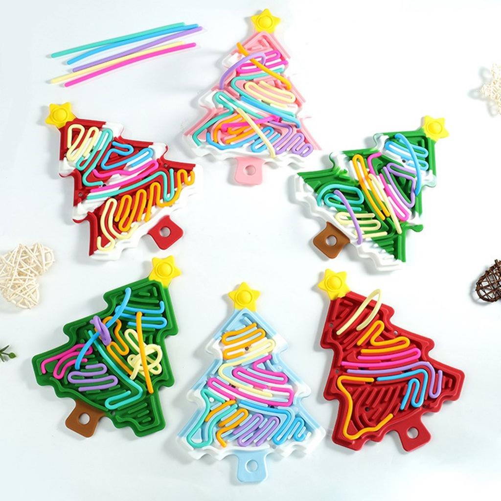 Colorful Sticks Christmas Tree Shape Pad Toy for Calming Stress Anxiety Christmas Gift with Sticks Toy Sensory Toy