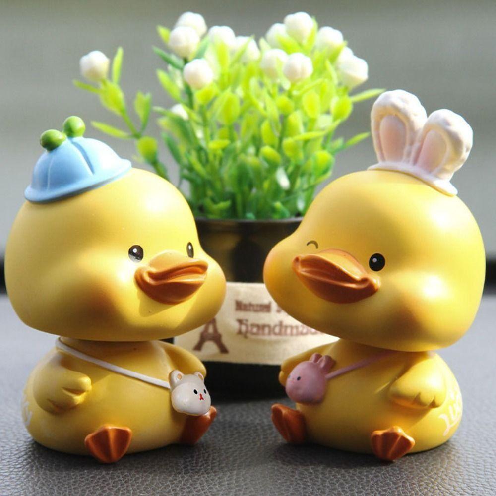 Exquisite Shake Resin Duck Figurine Kawaii Lucky Duckling Doll Toy Living Room