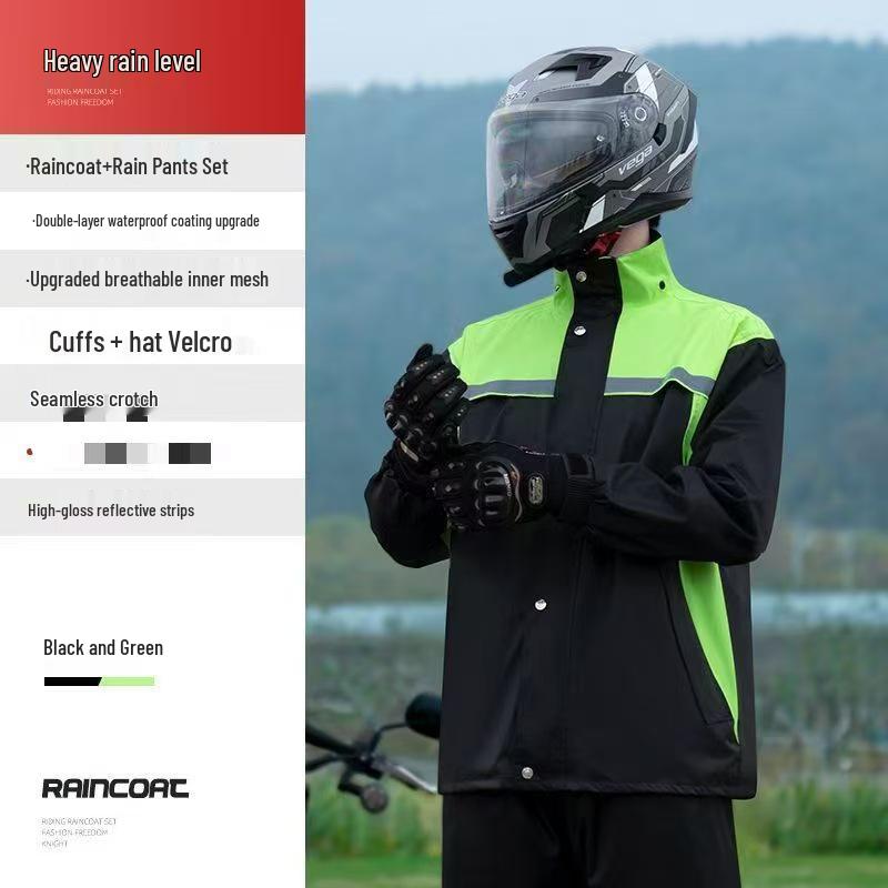Unisex Raincoat Set: Split Design, Full Coverage, Heavy Rain Protection for Electric Motorcycle Riders