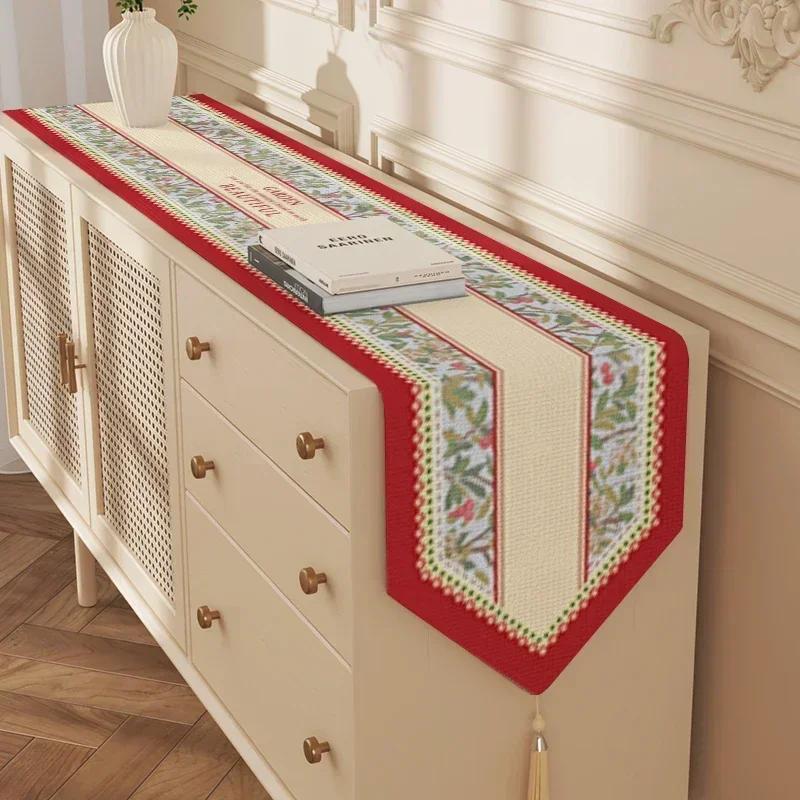 Cotton  Linen Tea Table Decoration Table Flag Light Luxury High-end Cover Cloth Dinner Side Cabinet Countertop Cushion Cloth