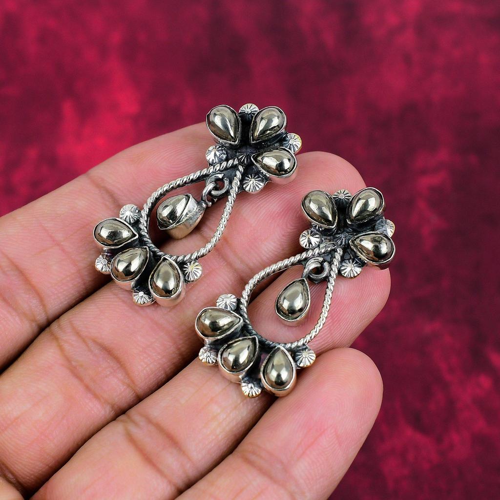 Golden Apache Pyrite 925 Solid Sterling Silver Jewelry, Handmade Beautiful Earring, AAA+ Pyrite Gemstone Jewelry