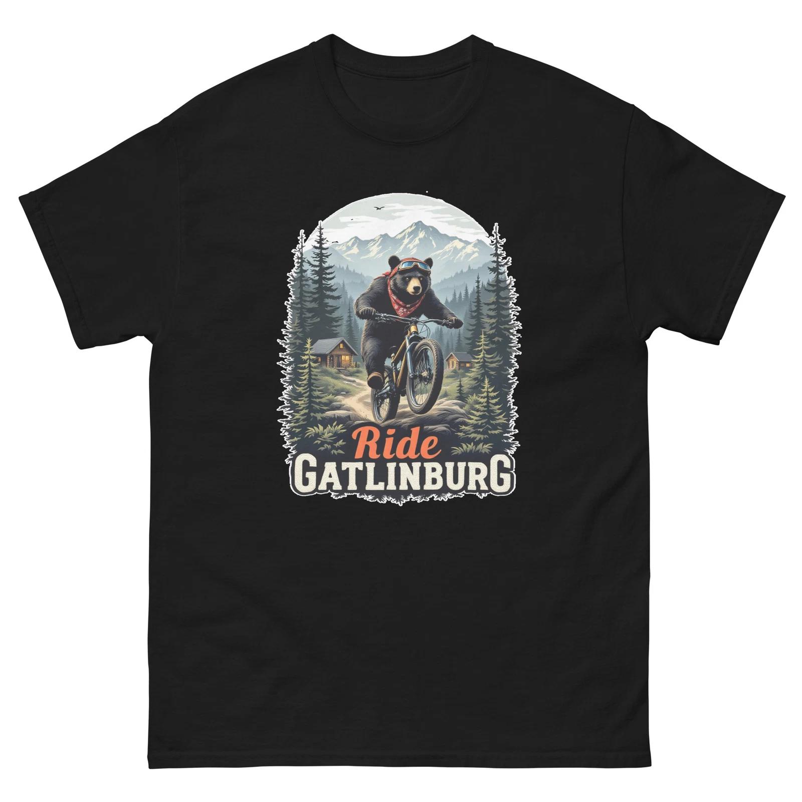 Ride Galinburg Bear Fun USA Bike Cycling Animal T-Shirt XL