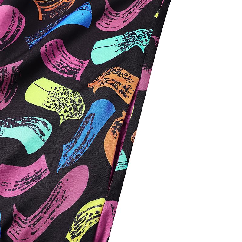 Übergroßes Damen Langarm Print Patchwork Lässiges Lockeres Maxi Kaftan Kleid