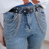 1 Pc New Layered Leather Belt with Chains Waist Goth Strap Adjustable Festival Girls Accessories