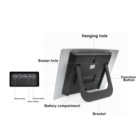 2 in 1 Ev Mini Elektrikli Büyük LCD Ekran Saat Termometre Ölçme Aracı