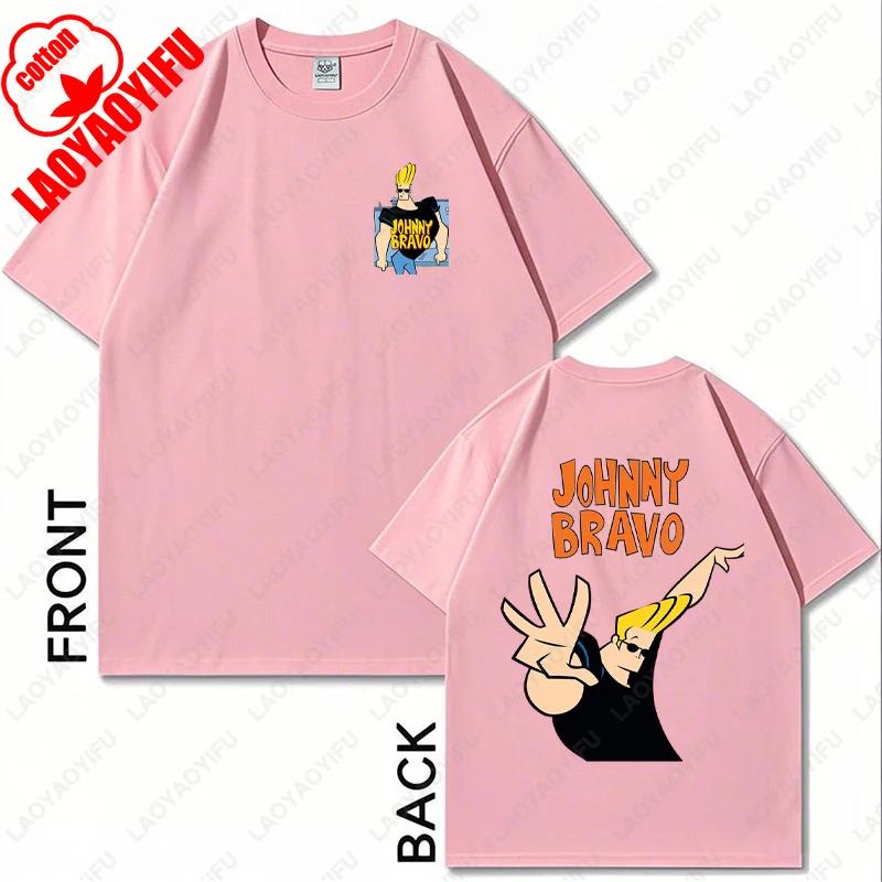 Vintage Cartoon Network Johnny Bravo Was Here Reckless Cotton Tshirt Im Pretty Graphic Print Tops Unisex Women Streetwear Tee Gift