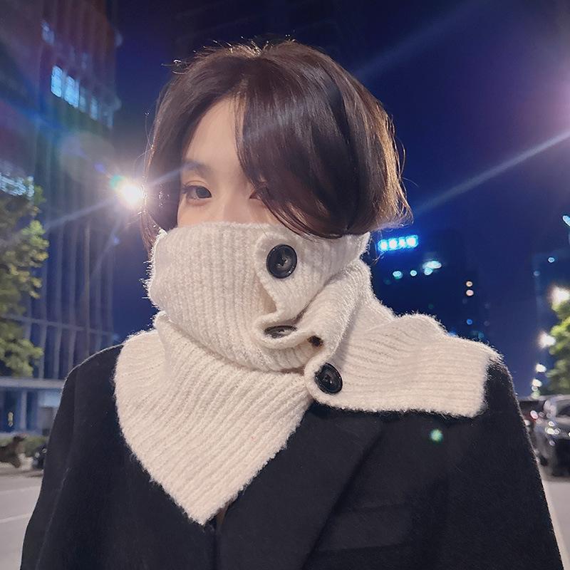 

Вязаная на пуговицах женская осенне-зимняя универсальная шаль с воротником