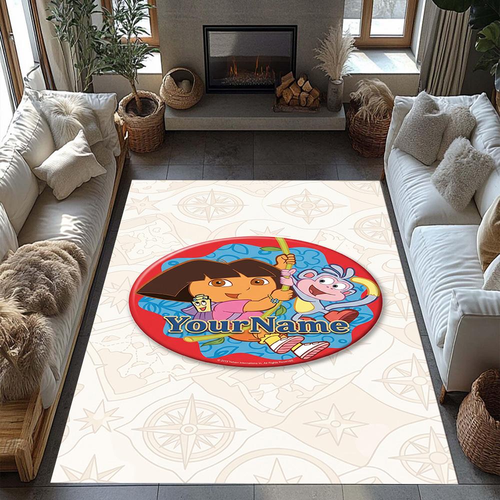 Dora Explorer Customizable Name Floor Rug Office Rug Design for Kitchen Foyer Decorate room Living Rooms Antislip Carpet Anime Office Decor