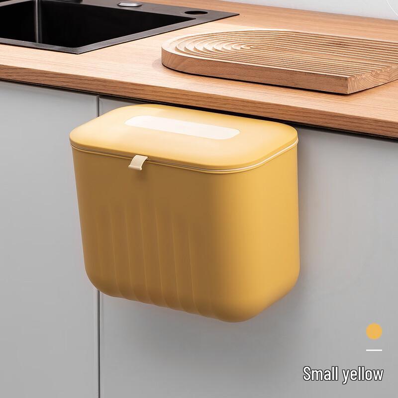 

No-Drill Wall-Mounted Household Trash Can with Dual-Opening Lid
