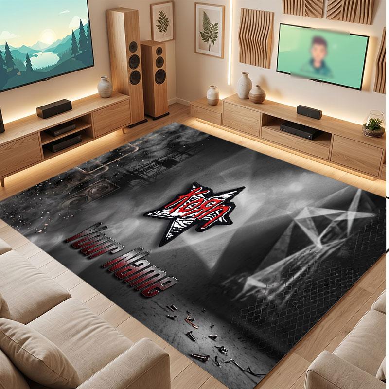 Korn Personalized Crystal Velvet Carpet, Customized Name Text Soft Anti‑Slip Rug for Living Room Bedroom