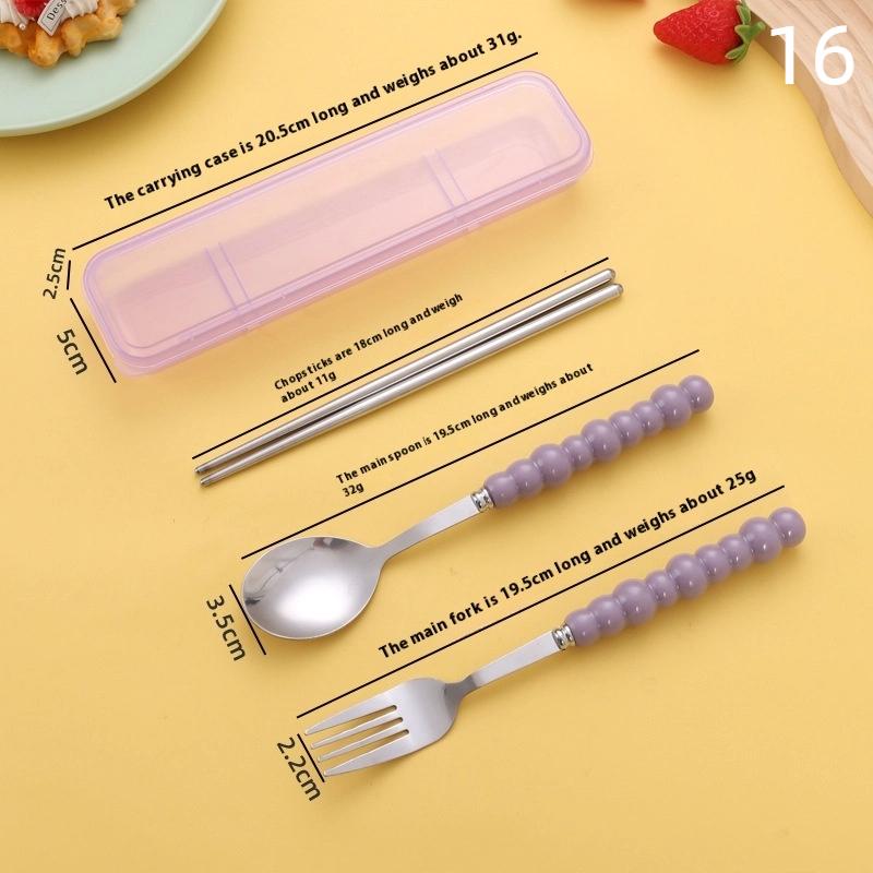 Stainless Steel Portable Student Tableware Outdoor Travel Lunch Box Spoon Fork Chopsticks Set With Storage Case Adult Gift