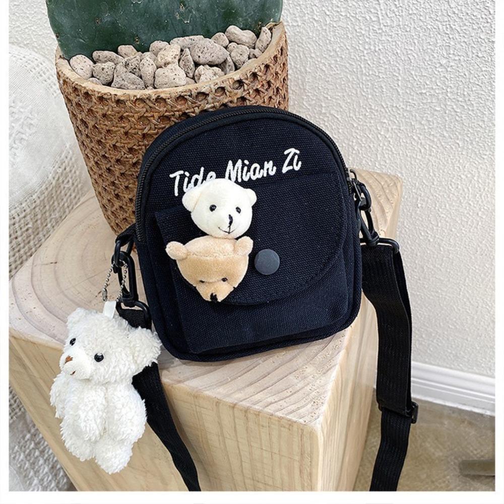 Japanese Harajuku cute soft girl vintage girl messenger bag simple retro student canvas small bag mobile phone bag