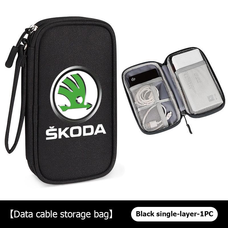 AAABR1 Travel Portable Digital Accessories Storage Bag Organizer For Skoda Kamiq Karoq Octavia 2 3 Rapid Scala Kami Fabia VII VRS