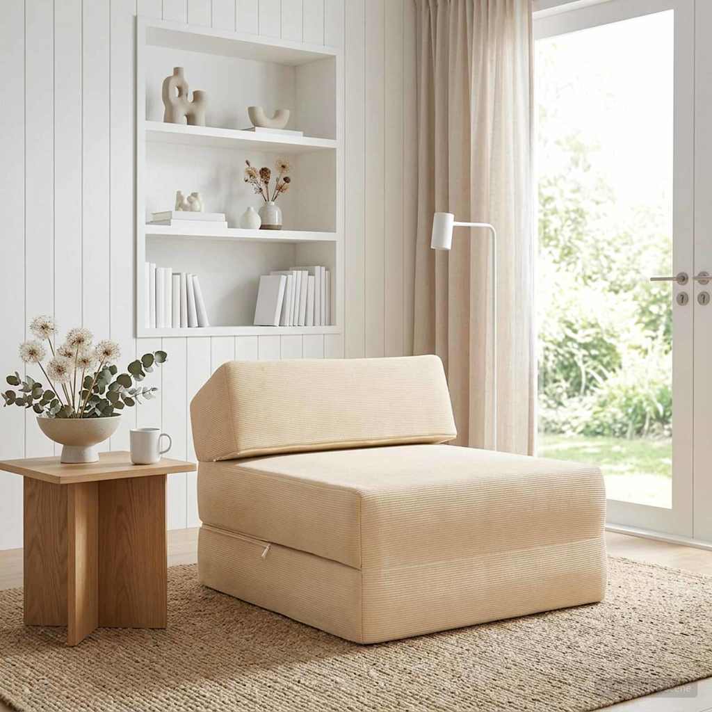 Klappbares Schlafsofa Creme 60 x 70 x 41 cm Stoff
