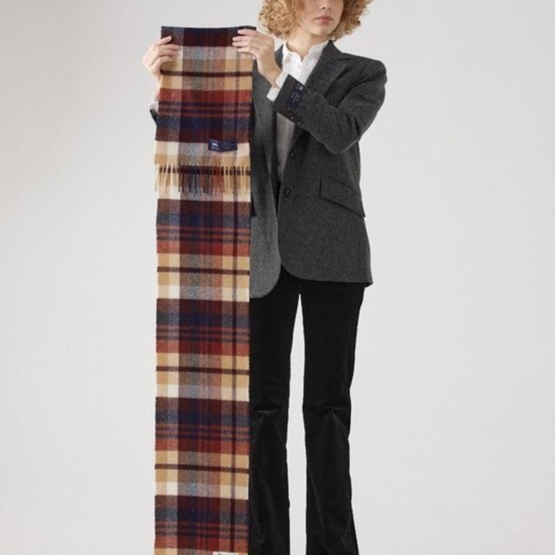 ABRAHAM MOON Merino Wool Muffler 25cm - Eldwick Navy Rust