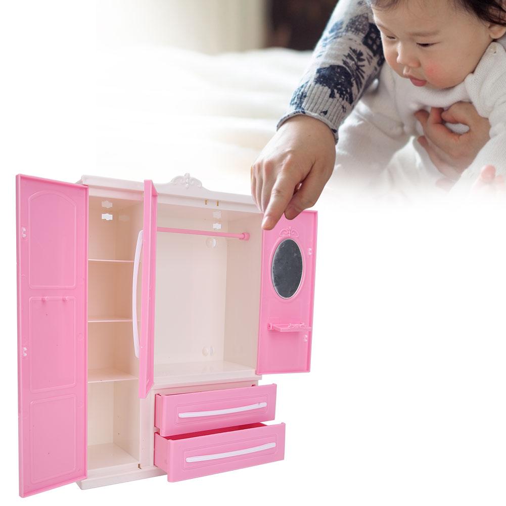 3-Door Dollhouse Wardrobe Dolls Furniture Accessories for Dolls Girls Toys Gift