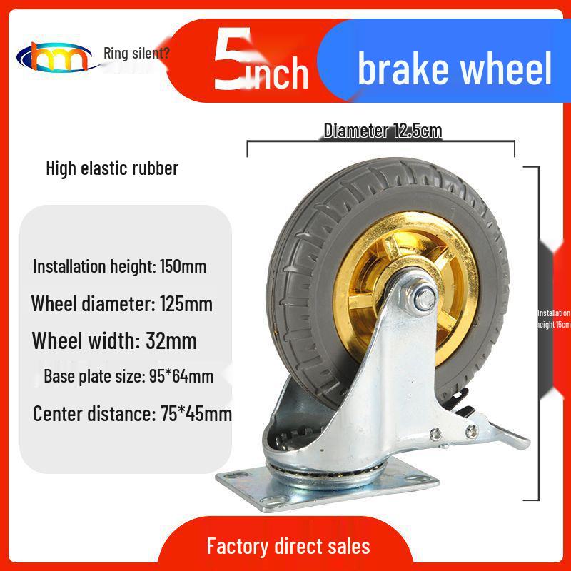 Schwerlast-Gummi-Lenkrollen mit Bremse - Doppelt gelagert, Größen 3/4/5 Zoll