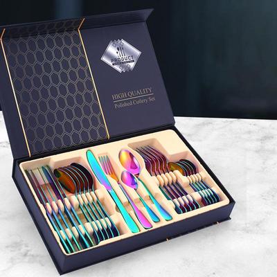 24pcs Stainless Steel Cutlery Set With Gift Box Set for Friends Family Wedding Utensils Dinnerware Set