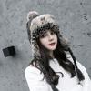 Sombrero de invierno sombrero de lana para mujer sombrero tejido cálido sombrero Lei Feng sombrero con protección para las orejas para mujer otoño e invierno versión coreana grueso a prueba de viento cubre orejas