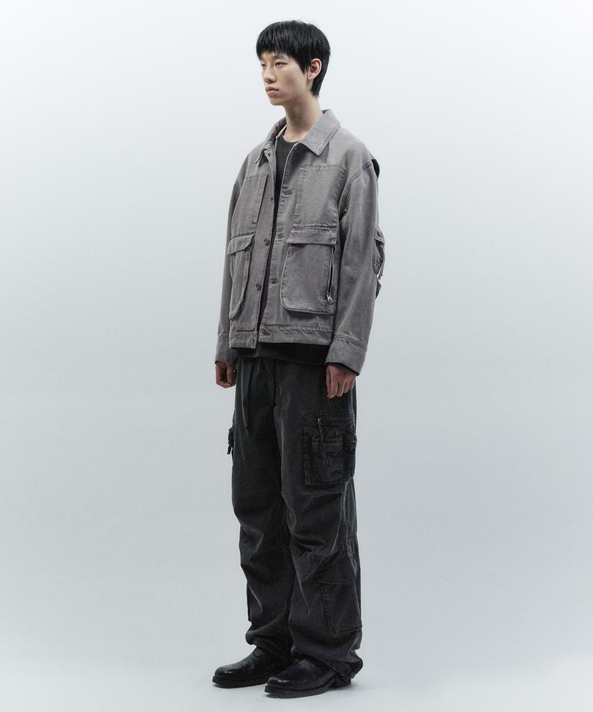 Insilence Boxy Fit Denim Trucker Jacket Sand Grey