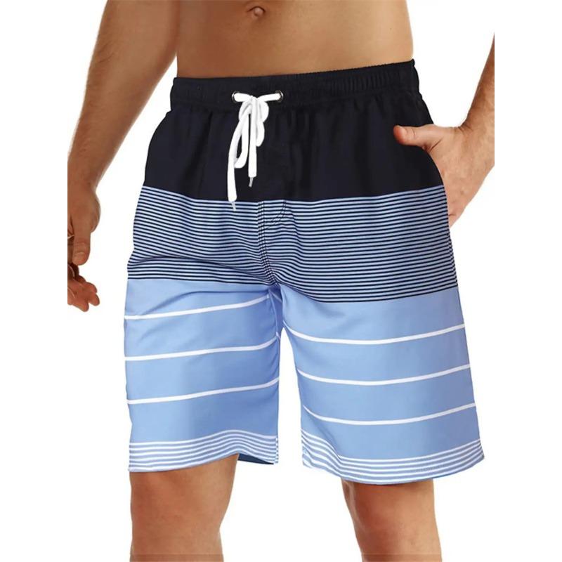 New Men's Beach Shorts Fun 3D Striped Print Swim Trunks Fashion Summer Loose Casual Pants Boy Girl Unisex Gym Board Shorts