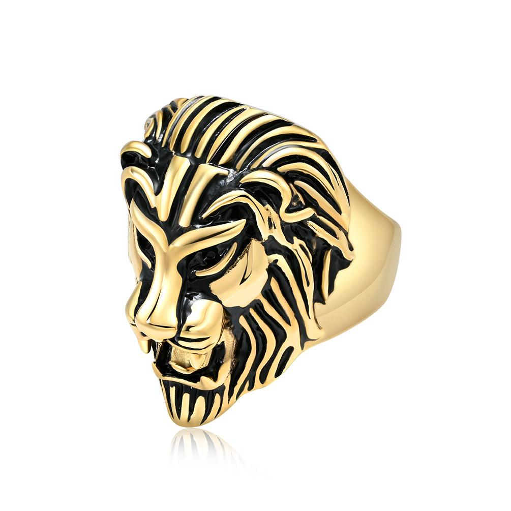 European and American Retro Style Titanium Steel Lion Head Ring Stainless Steel Male Lion Ring