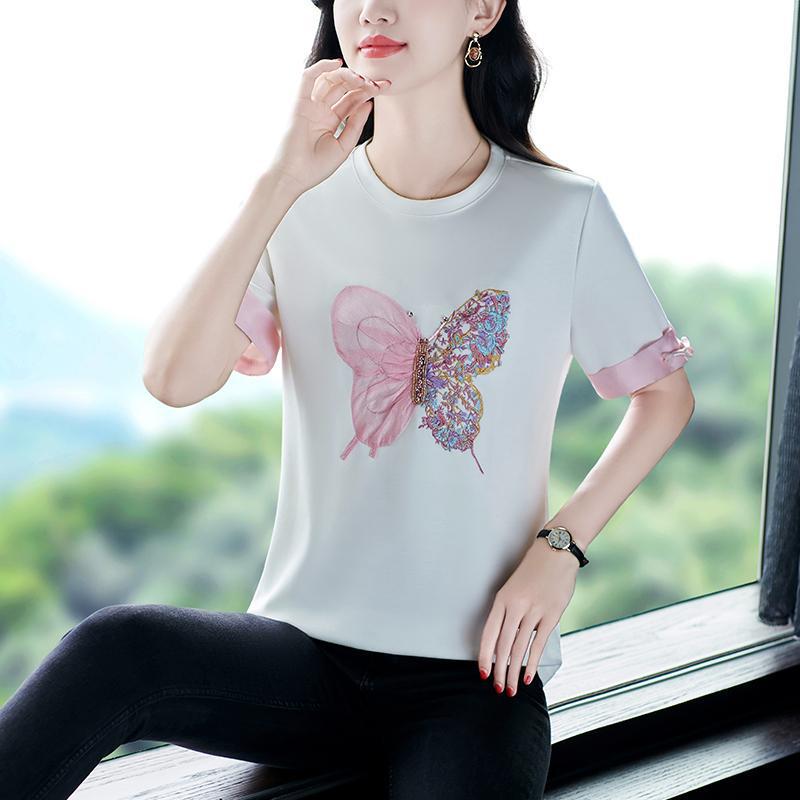 

Women s 2026 Summer White Cotton Short Sleeve T-Shirt - Opaque, Slimming, Versatile Casual Top XL (suggested for 110-119 catty) білий