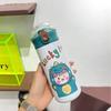Straw Cup Cartoon Women's Double Drink Thermos Cup Bouncing Water Cup 3D Printing Portable Pea Cup