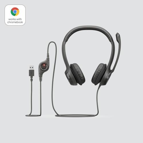 Logitech H390 Usb Wired Headset, Usb Type-A, Black