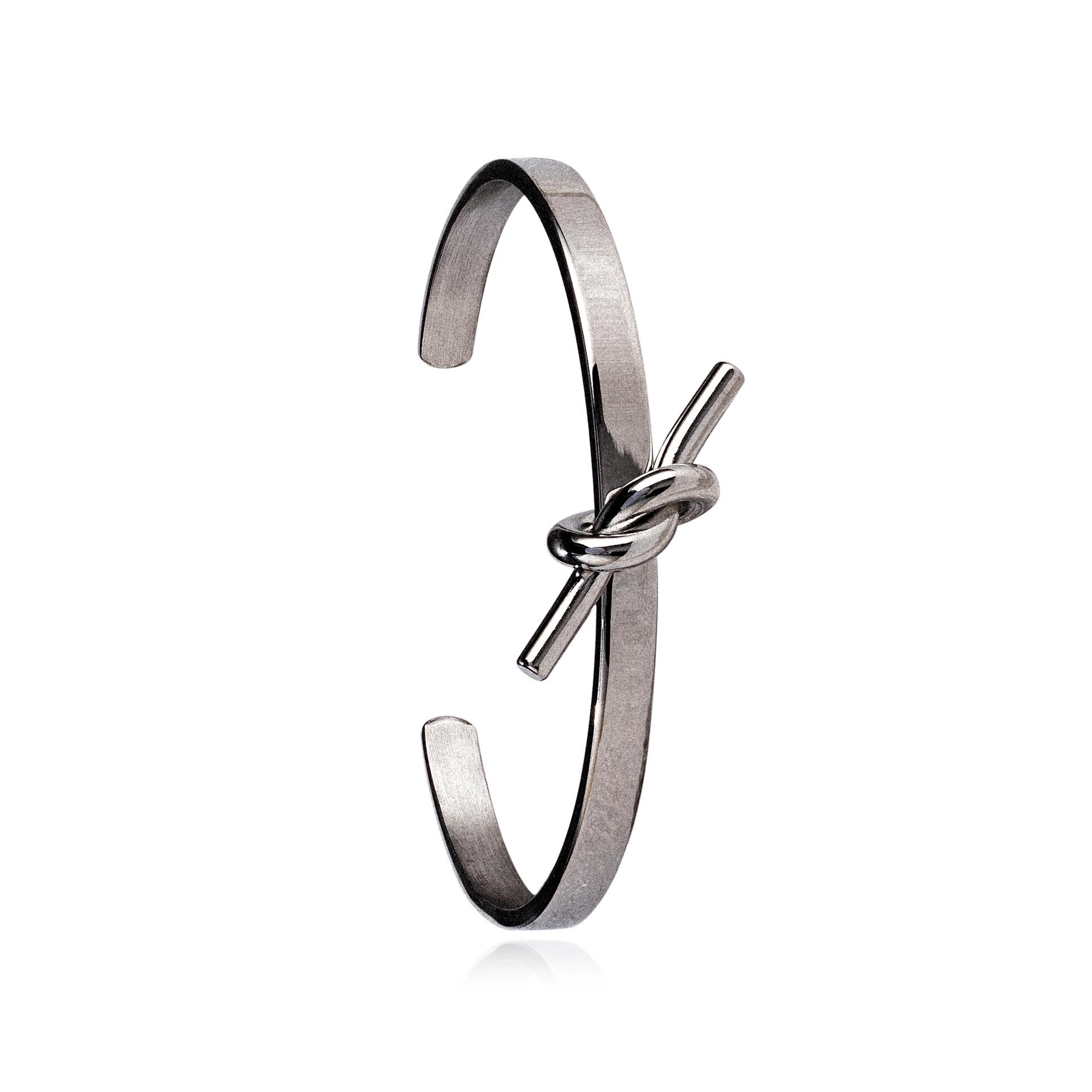 

Минималистичный браслет-бангл из нержавеющей стали Узел вечности , Унисекс, Дизайн открытого типа в стиле легкой роскоши