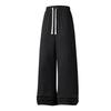 Men's -color Casual Sportswear Pants, Men's Thin Fleece Drawstring Straight-leg Loose Flat-mouth Sweatpants