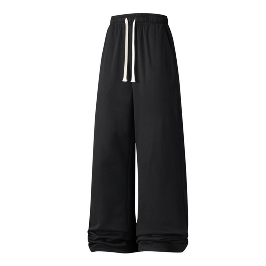 Men's -color Casual Sportswear Pants, Men's Thin Fleece Drawstring Straight-leg Loose Flat-mouth Sweatpants