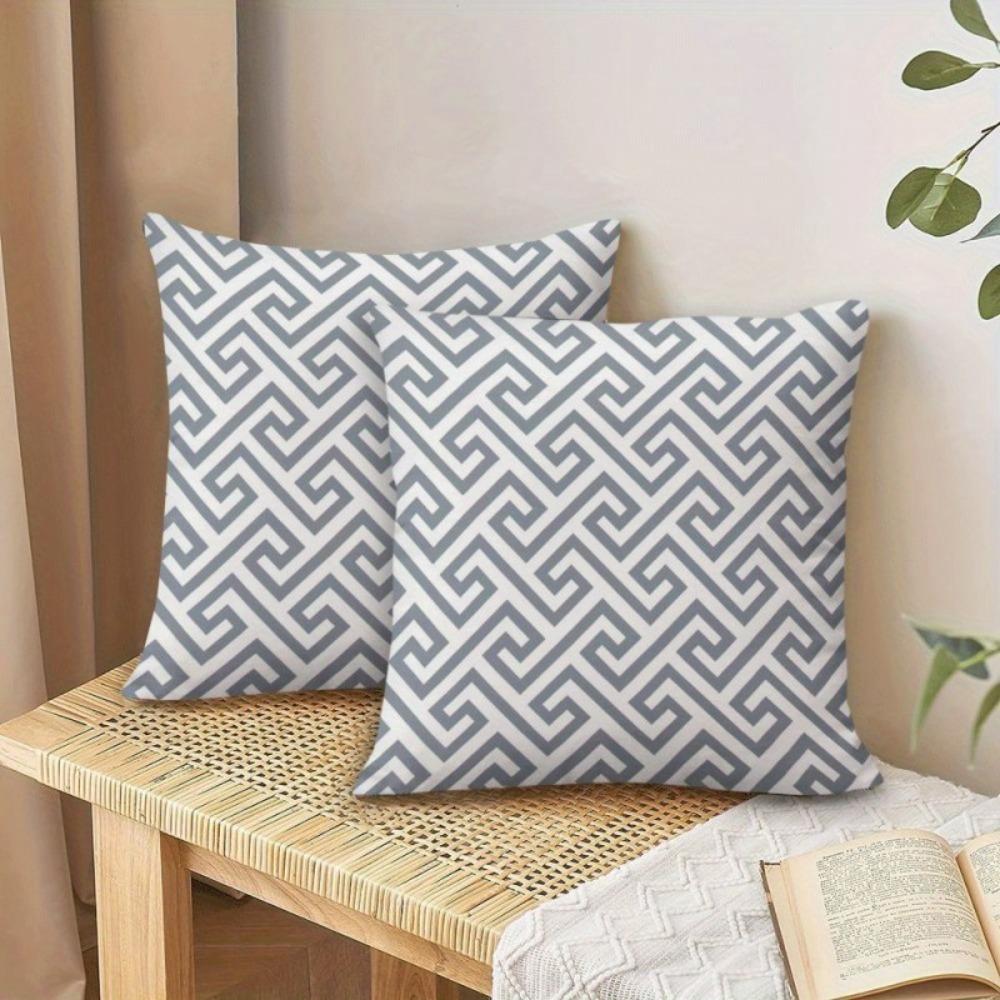 2PCS Gray Geometric Design Pillow Covers Ideal for Decorative Bedroom, Hallway, Sofa Double-sided printed Pillowcase
