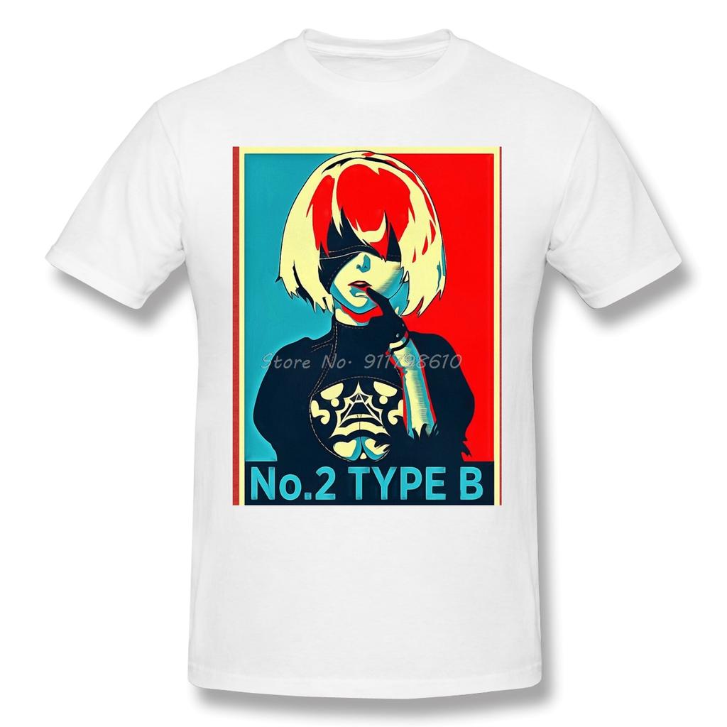 T-Shirt For Men Nier Automata 2B Tri-blend Cotton NieR Automata T Shirt Funny Anime Men Tee Streetwear Harajuku
