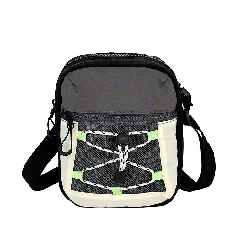 Small square bag new men's and women's street drawstrings out of the street contrasting colors fashionable small backpack