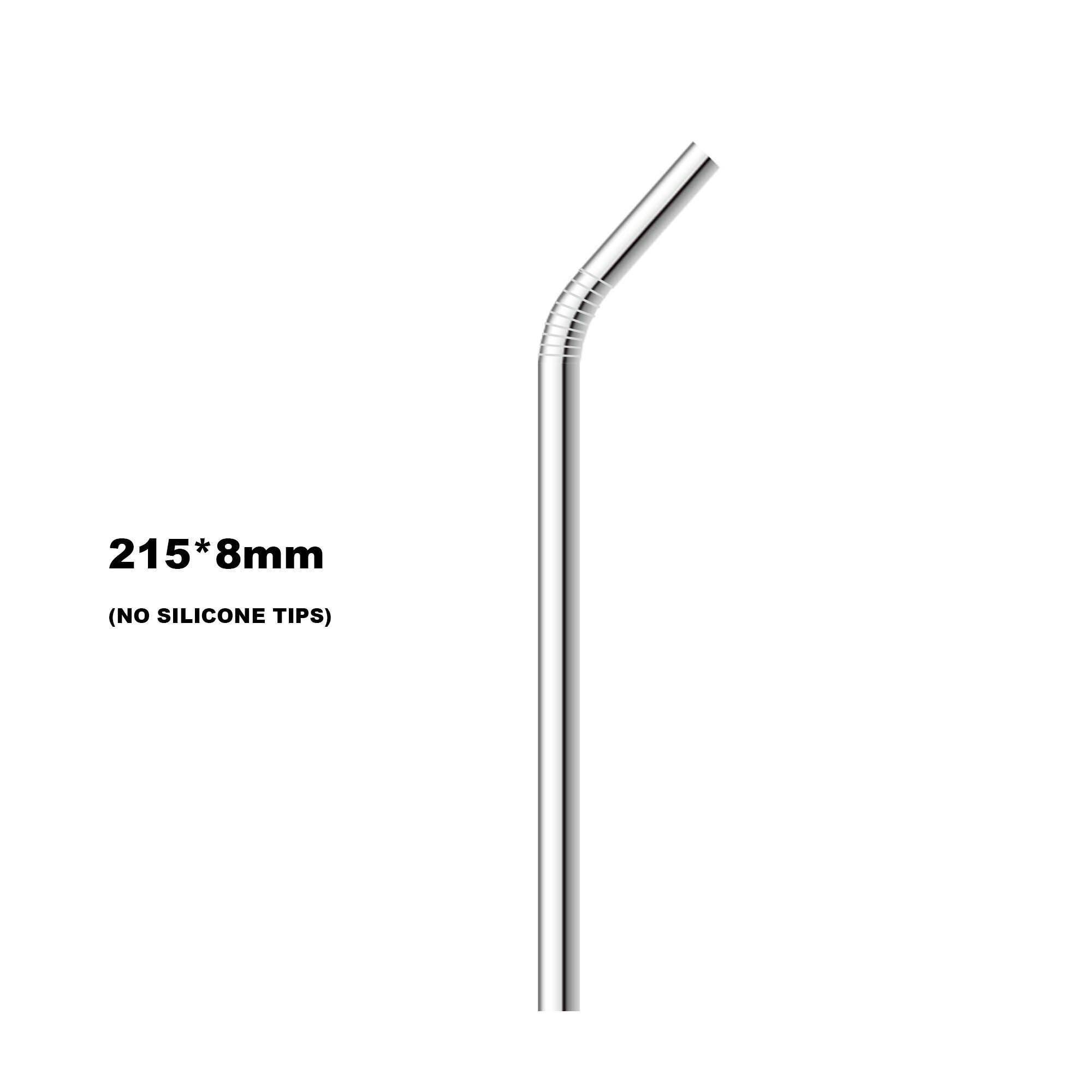 

Прямые соломинки, изогнутая соломинка, короткая расширенная минимальная серебряная многоразовая соломинка из нержавеющей стали, металлическая щетка для чистки трубочек для питья, рождественская вечеринка в баре 215mmx8mm Bend