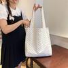 Women Canvas Shoulder Bag Simple Dots Large Capacity Tote Handbag Casual Crossbody Travel Shopper