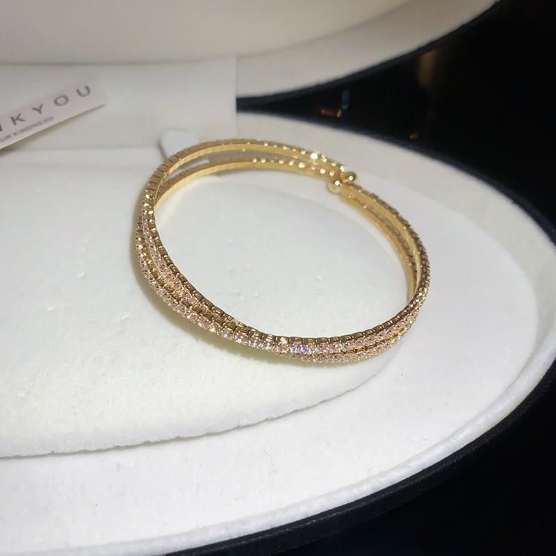 Super Flash Zircon Round Heart-shaped Flower Multi-layer Open Bracelet Exquisite and Beautiful Bracelet Light Luxury Jewelry Women