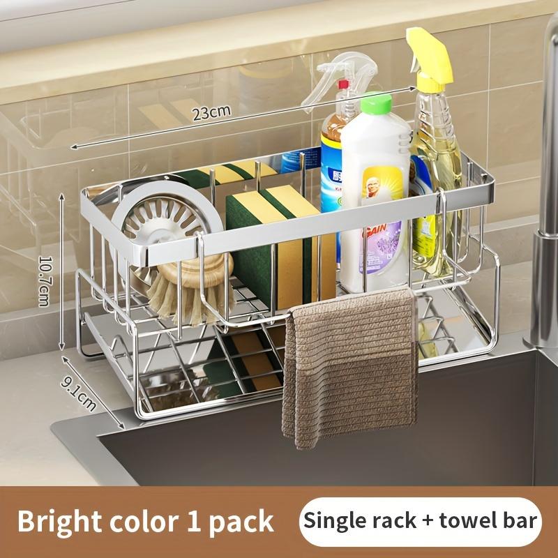 

Stainless Steel Sink Organizer with Drainage Tray - Rust-Resistant Kitchen Storage for Sponges & Soap. светло-серый