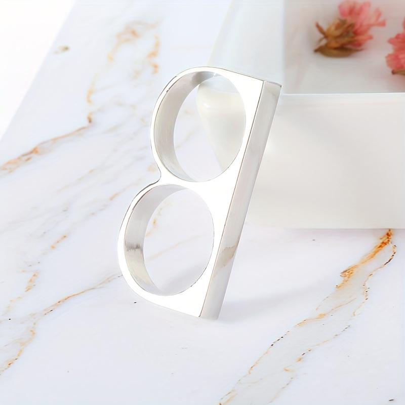 Stainless Steel Brass Knuckles 2-Fingers Hip Hop Ring - Fashion Personality Jewelry for Women And Men