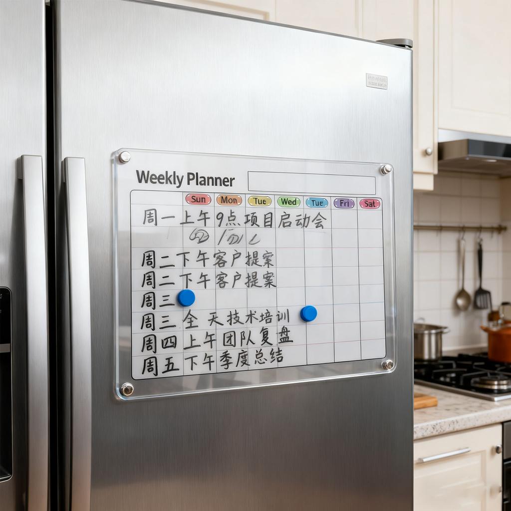 Acrylic Weekly Planner Transparent Colorful Magnetic Weekly Planning Board Memo Board for Home