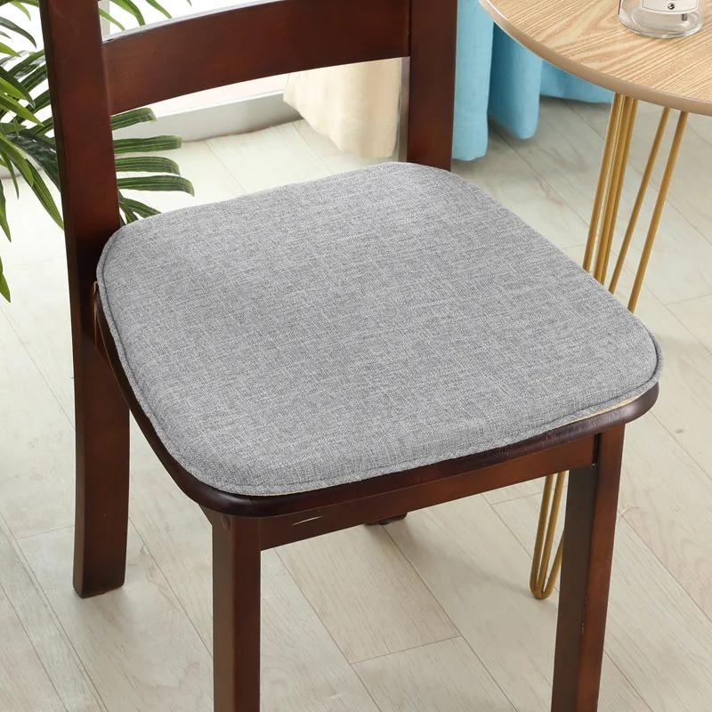Modern Style Solid Color Cotton Linen Chair Cushion with Ties for Dining Chairs Kitchen Dining Chair Pad Cojines Decorativos