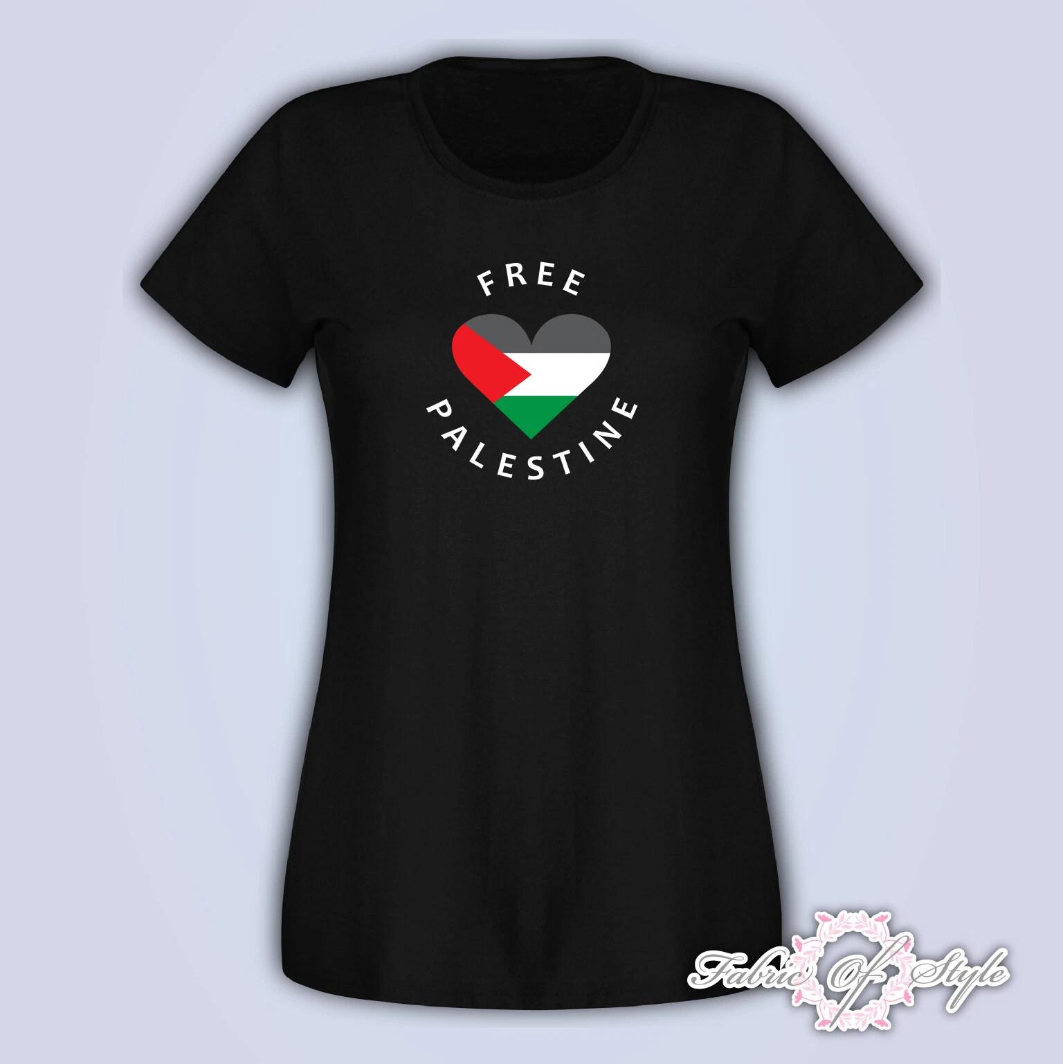 FREE PALESTINE GAZA FREEDOM Protest Heart T- Shirt Female Black L
