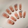 Zhuoshimei French Cat Eye Gel Handmade Removable Nail Patches - Autumn/Winter Whitening Luxury Manicure