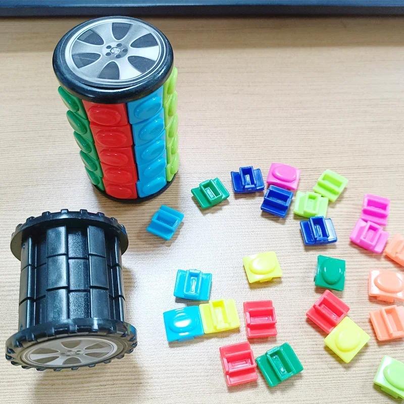 3D 7 Level Rotate Slide Cylinder Sliding IQ Puzzle Toys Kids Educational Brain Teasers Fidget Sensory Finger Magic Tower Toy