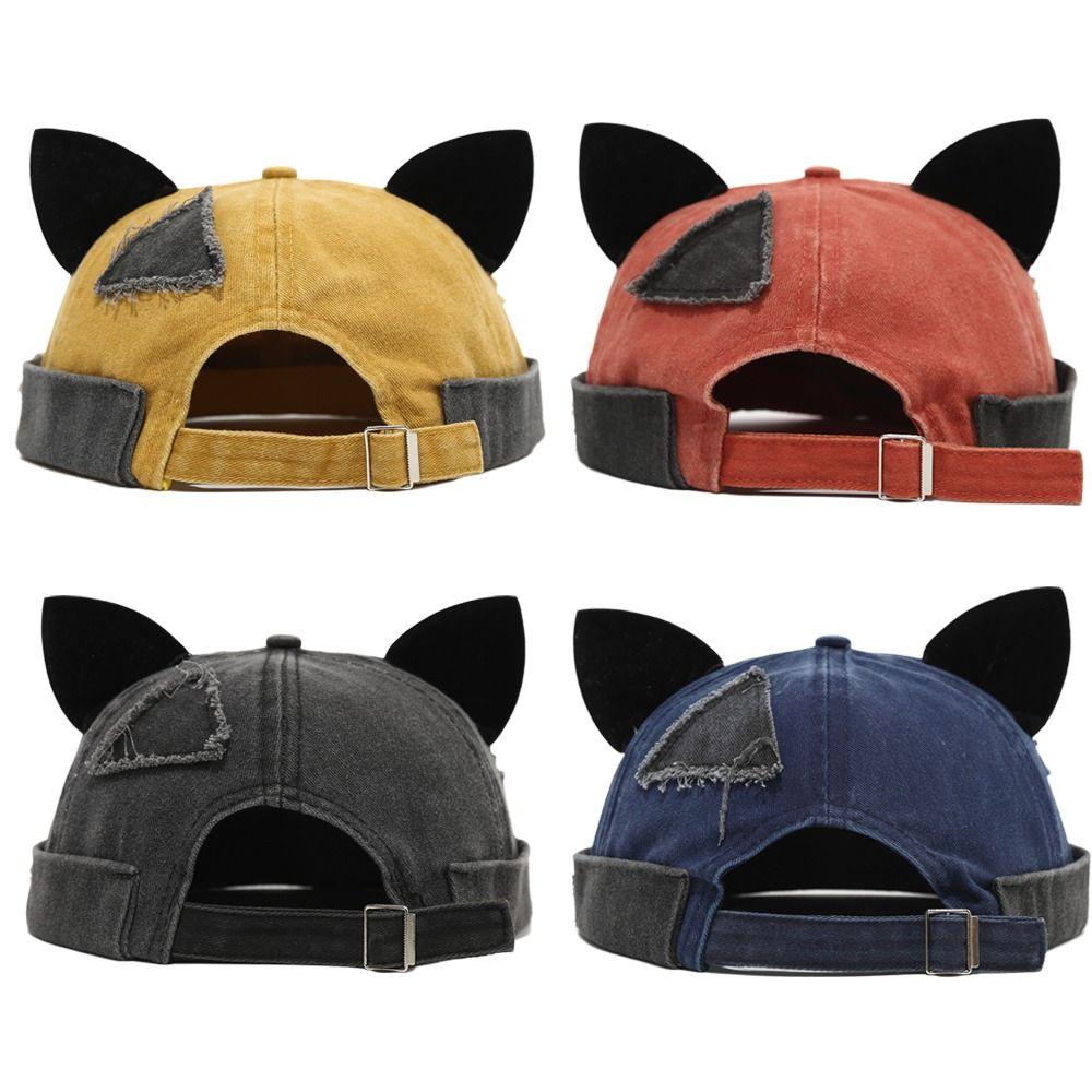 Cute Cat Ears Brimless Hat Hip Hop Beanie Hat Retro Style Melon Docker Cap Outdoor