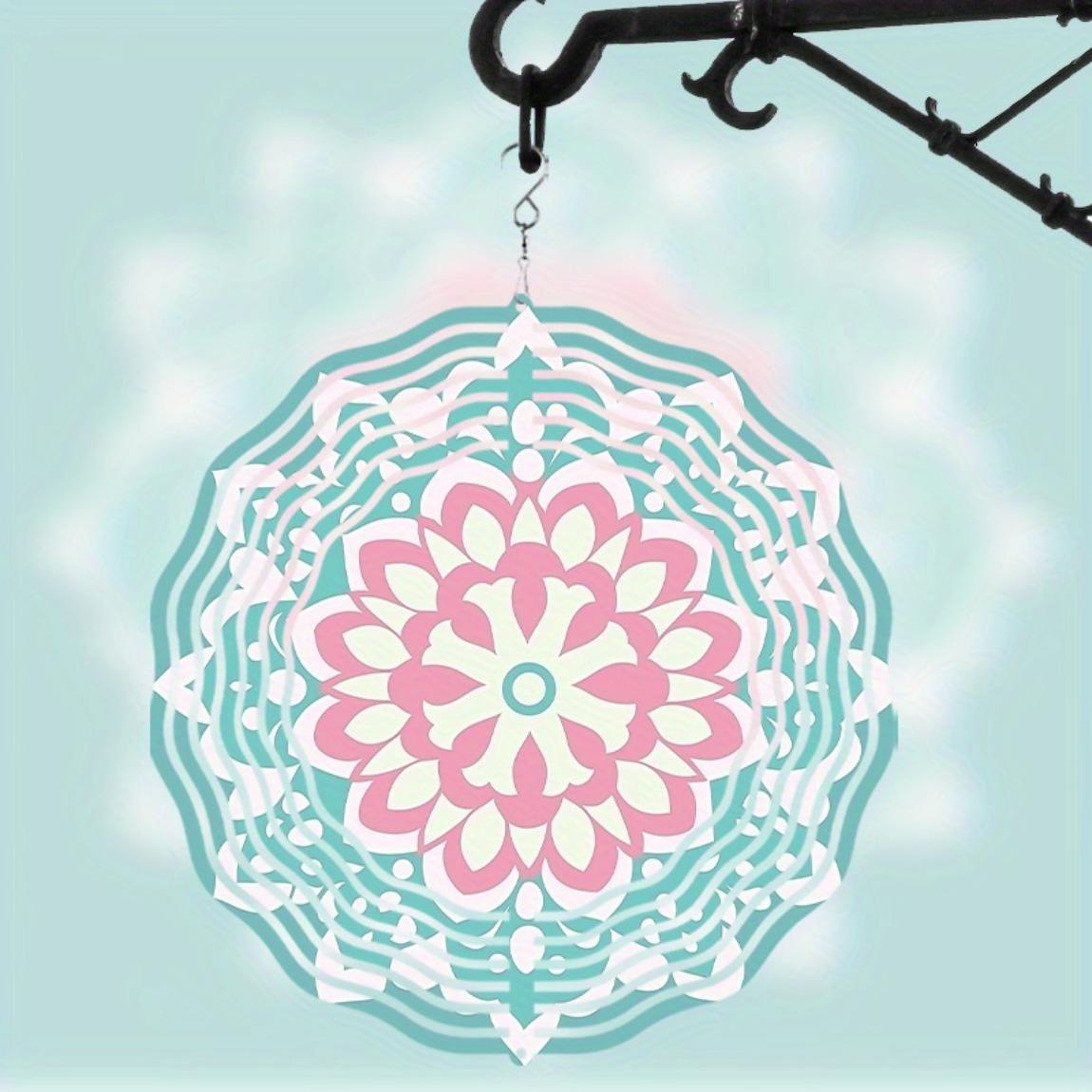 

3D Metal Wind Spinner Pink Turquoise Floral Design Vibrant Indoor Outdoor Hanging Decor Perfect for Thanksgiving Christmas 01A