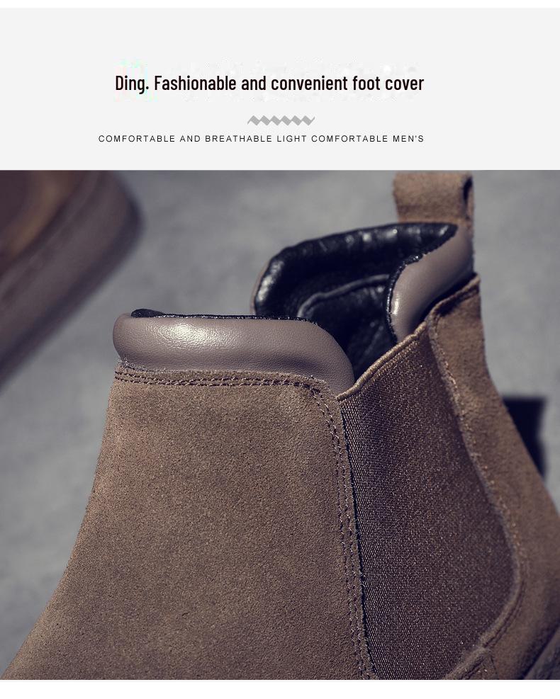 Men's 2024 Autumn/Winter High-Top Suede Leather Martin Boots: Thick-Soled, Retro Slip-On Motorcycle Style with Extra Warmth
